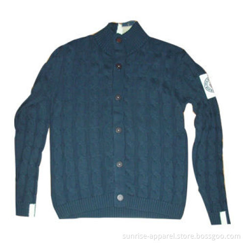 Men's Skipper Cardigan with Double-folded Collar